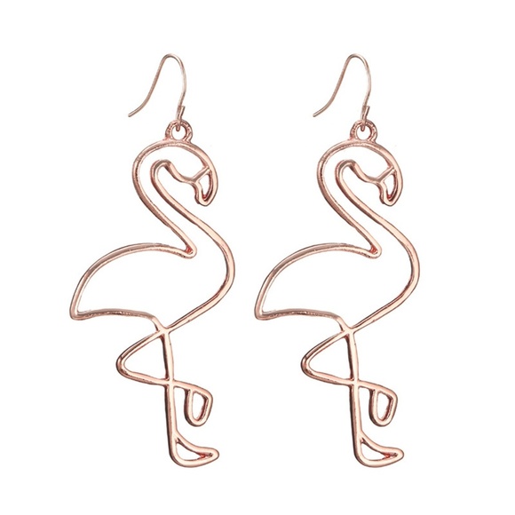 **KAVINDRA* Rose Gold Flamingo Fashion Earrings - Picture 1 of 7